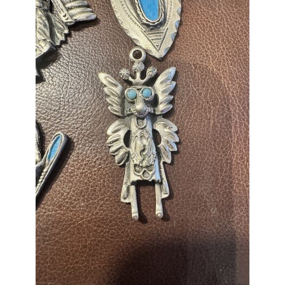 Vintage 70’s Silver Toned Kachina Thunderbird Tribal Pendant Lot Of 4 - No Chain - Picture 3 of 10